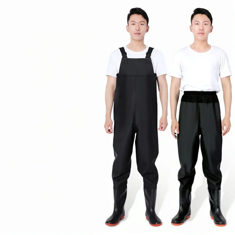 Heavy Duty PVC Wading Pants With Boots For Fishing Hunting Outdoor Activities Waterproof Waist High Suit Durable Rain Gear