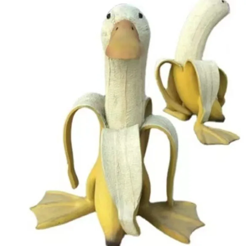 Banana Duck Creative Garden Decor Sculptures Yard Vintage Gardening Decor Art Whimsical Peeled Banana Duck Home Statues Crafts