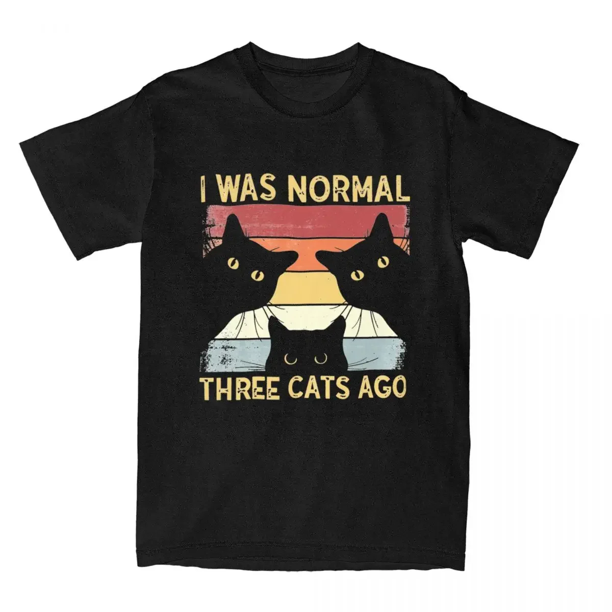 

Summer Round Collar Short Sleeve Tees Plus Size Tops I Was Normal 3 Cats Ago T-Shirts Men Women Crewneck Pure Cotton Funny Cats