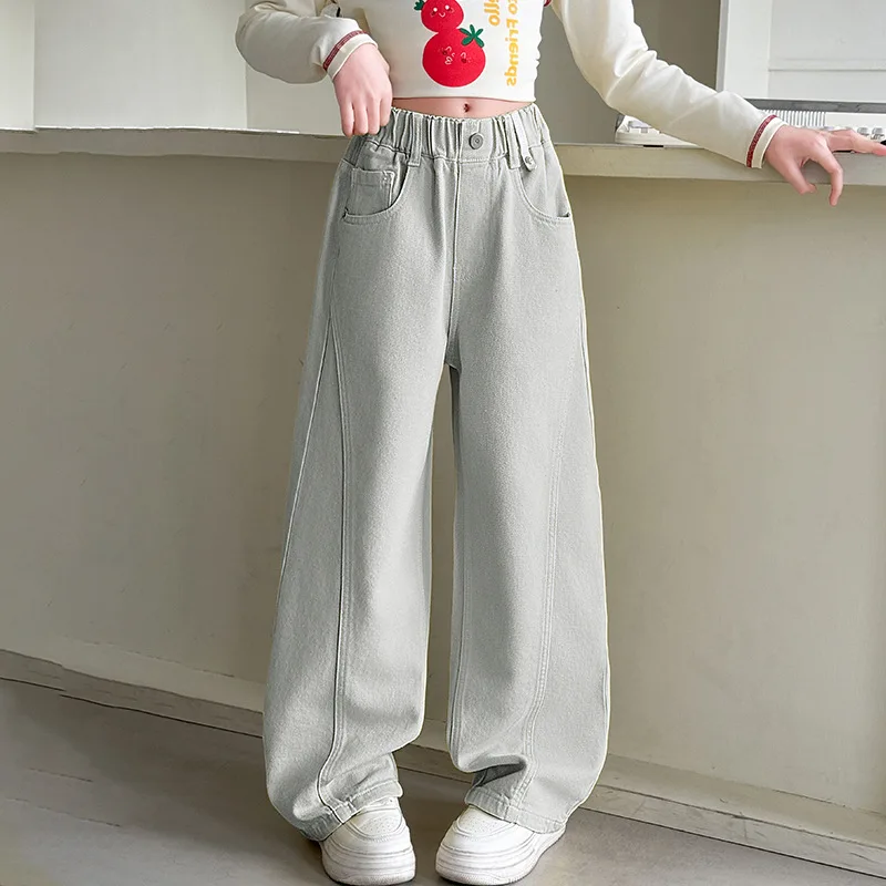 سراويل قصيرة من قماش الدنيم بلون الحلوى للفتيات للربيع والخريف، سراويل غير رسمية عصرية جديدة للمراهقين، مناسبة للأعمار من 7 إلى 14 عامًا