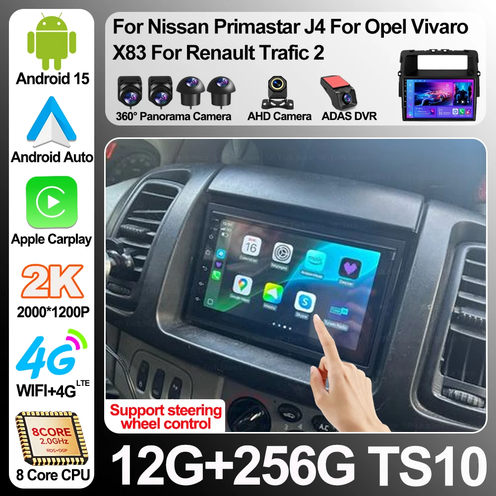 Para Renault Trafic 2, Opel Vivaro A, Nissan Primastar 2006 - 2014, Rádio Automotivo Android 16, Reprodutor Multimídia de Vídeo Din Carplay