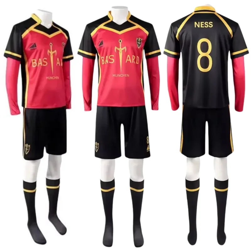#8 Ness Football Uniform Mens Set Alexis Ness Wigs Bastard Munchen Team Soccer Jersey Anime Ness Cosplay Costumes