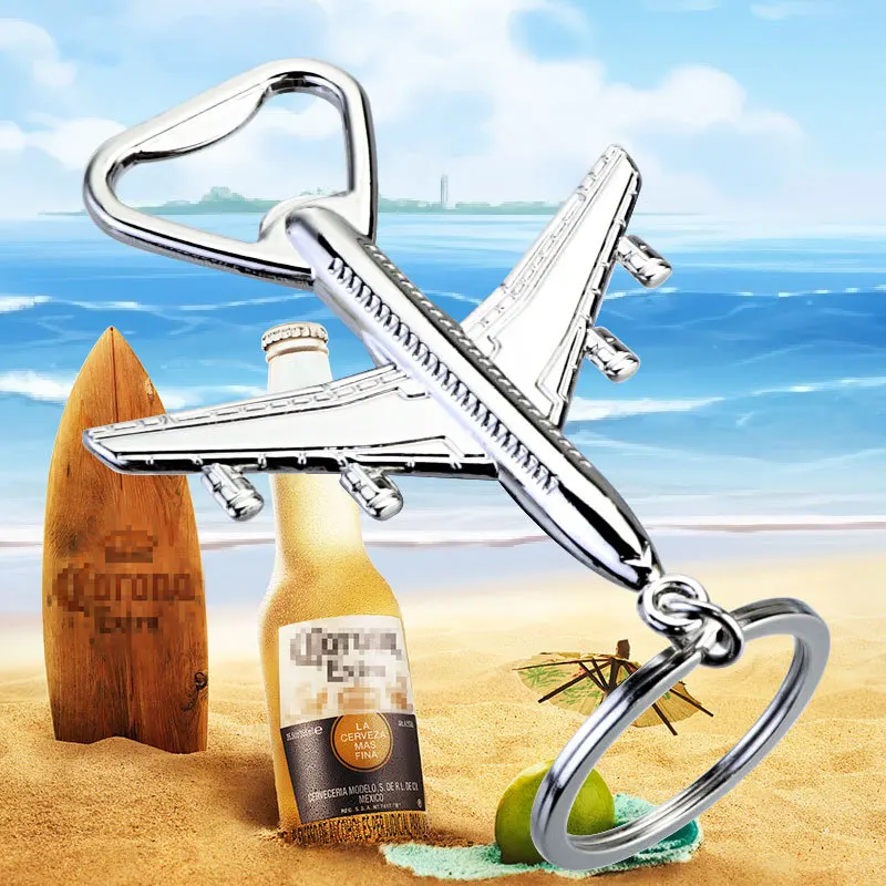 Creative Combat Aircraft Keychains Metal Bottle Opener Keyring Men Car Key Holder Trinket Waist Buckle Pendant Bar Gifts