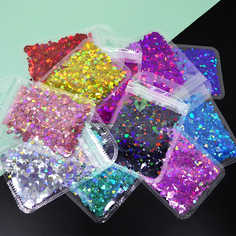 4bags Valentines Resin Filling Holographic Glitter Epoxy Resin Filler Love Heart Resin Sequins DIY Silicone Mold Fillers