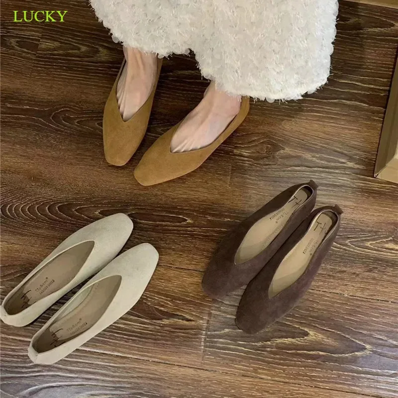 

Bailamos Women's Square Toe Vintage Flats Soft Loafers Comfortable Leather Ballet Shoes for Female Dress Shoes Mujer