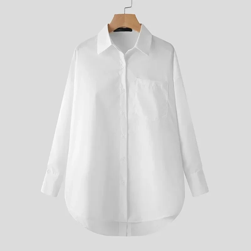 2025 Summer Fashion Women Shirts White Tunics Blouse Long Sleeve Top Casual Solid Button Loose Tops