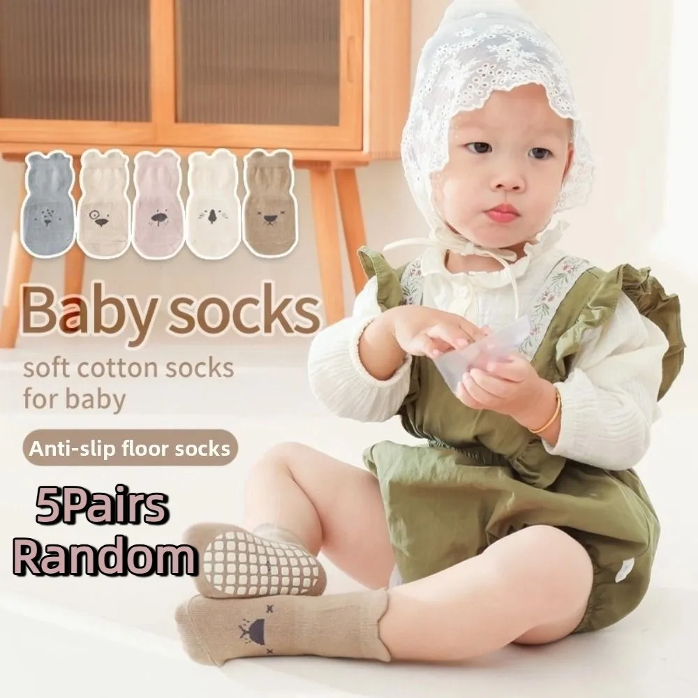 

5Pairs Walking Socks Non-slip Baby Floor Socks Breathable Soft Toddle Step Socks Kawaii Fashion Kids Cartoon Socks Boys Girls