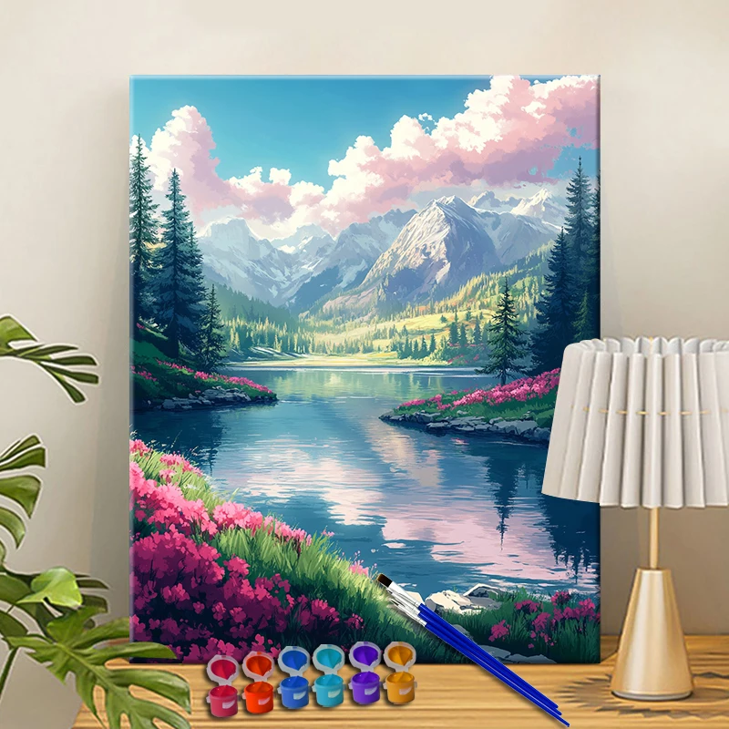 Painting By Numbers Spring is Blooming  Acrylic Paint Canvas Dropshipping Portrait Family Children Photo Christmas gifts