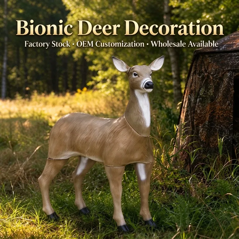 3D Bionic Deer Statue Outdoor Ornament Hunting Training Prop Yard Lawn Park Landscape Decoration Model