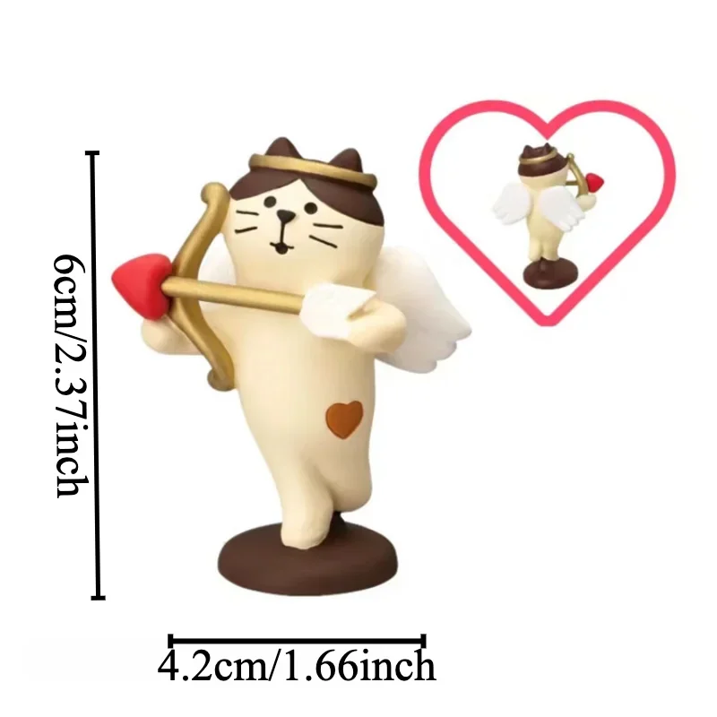 Cartoon Chocolate Bakery Series Resin Miniatures Home Accessories Kawaii Cupid Cat Figurines Japan Style for Valentine Gifts