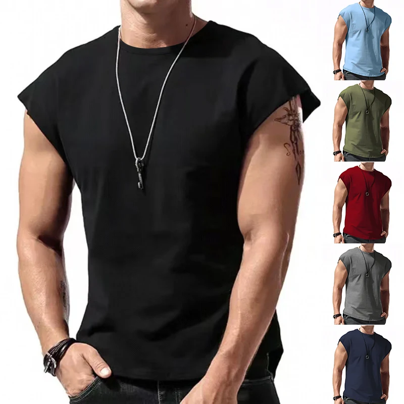 Letnia męska kamizelka gimnastyczna Szybkoschnąca luźna koszulka fitness z szerokimi ramionami Sportowa koszulka bez rękawów Bodybuilding Tank Top