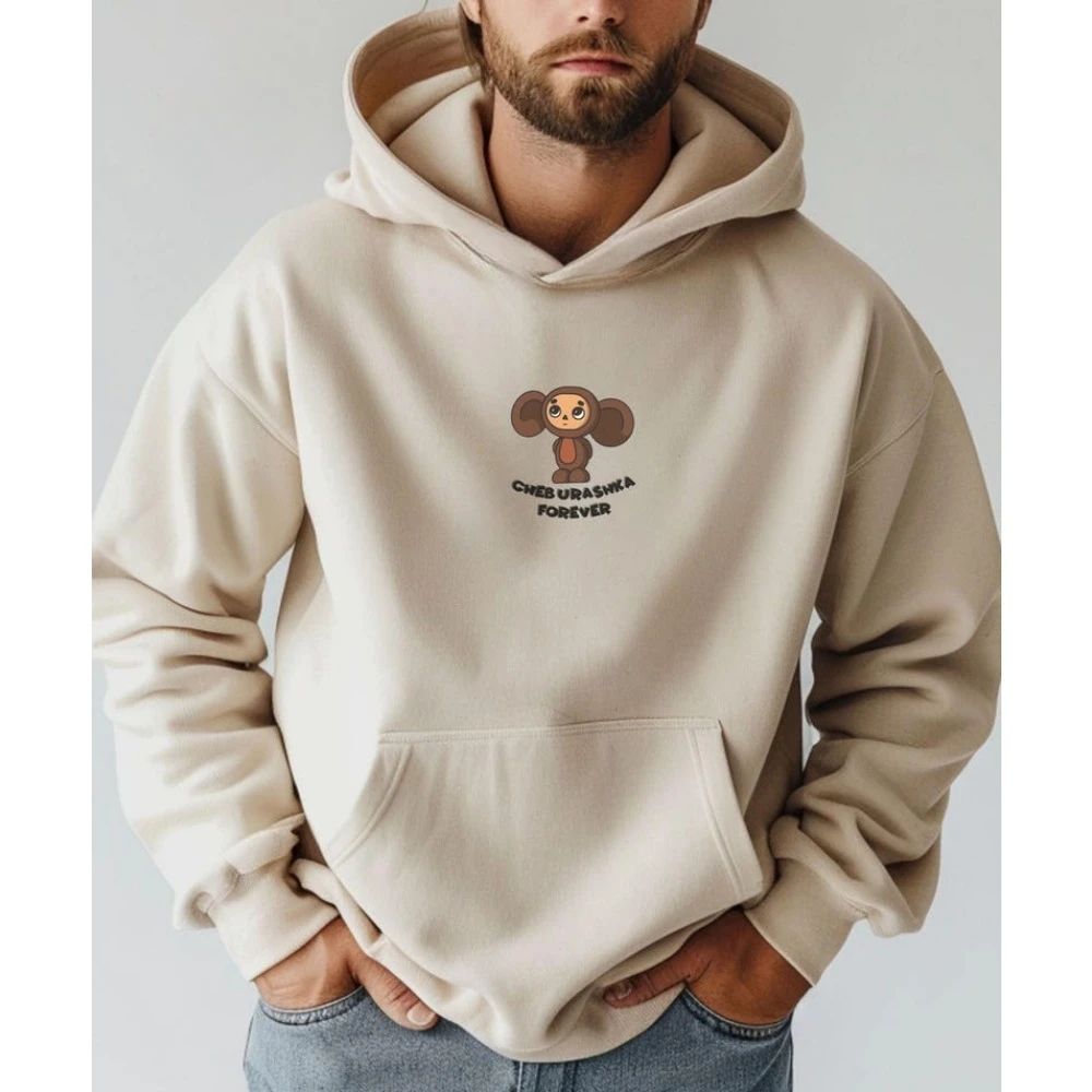 Cheburashka Forever Hoodie Russian Cartoon Pullover Long Sleeve Street Fashion Streetwear Sportswear  Clothes