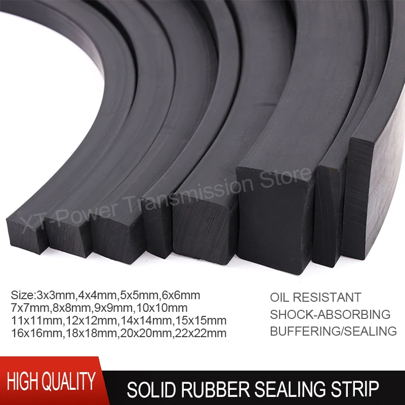 3*3~22*22mm Black Square Rubber Strip Acid Alkali Corrosion High Temp Oil Resistant Solid Not Foaming Seal NBR Rubber Strip