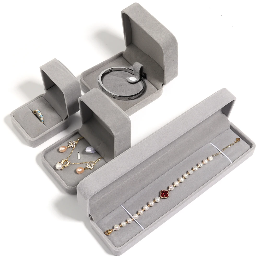 

1pcs/pcs Grey Rounded Velvet Jewelry Box Necklace Bracelet Ring Earring DIY Jewelry Storage Box Advanced Simplicity Storage Box