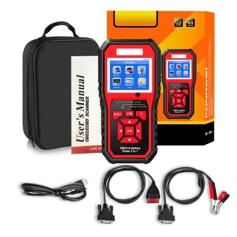 QM 2 in 1 Scanner Engine Light Check Fault Scan Car Diagnostic Battery Code Reader