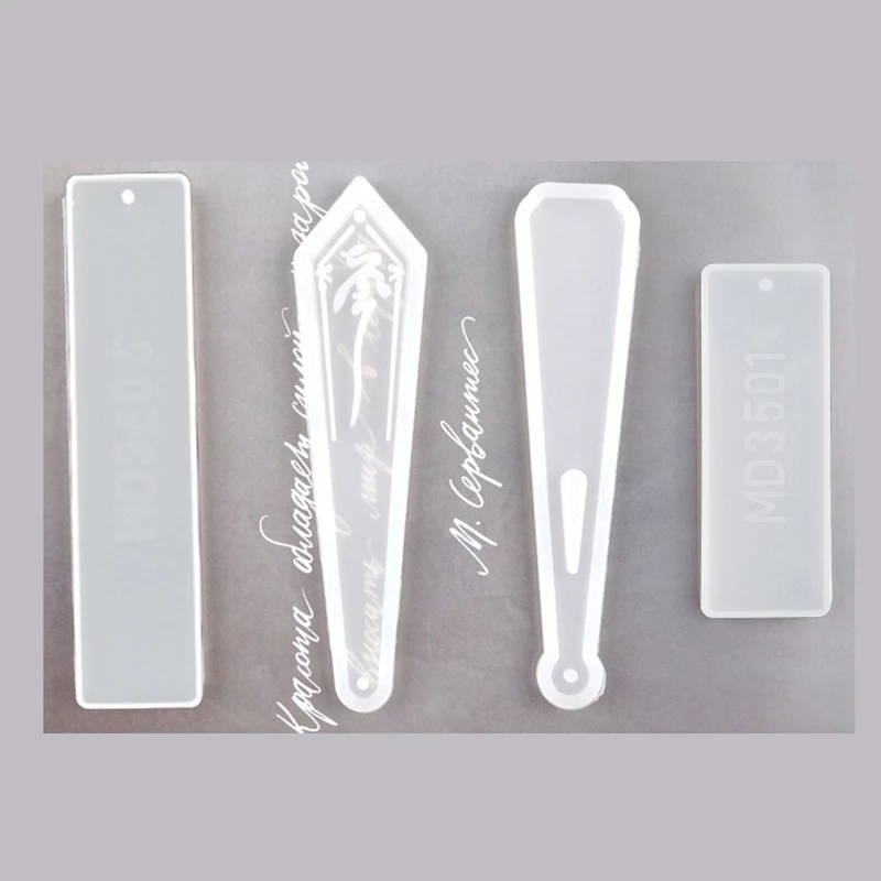 Silicone Bookmark Mold DIY Pipa Feather Rectangle Shape Bookmark Mould Making Epoxy Resin Jewelry DIY Craft for Student