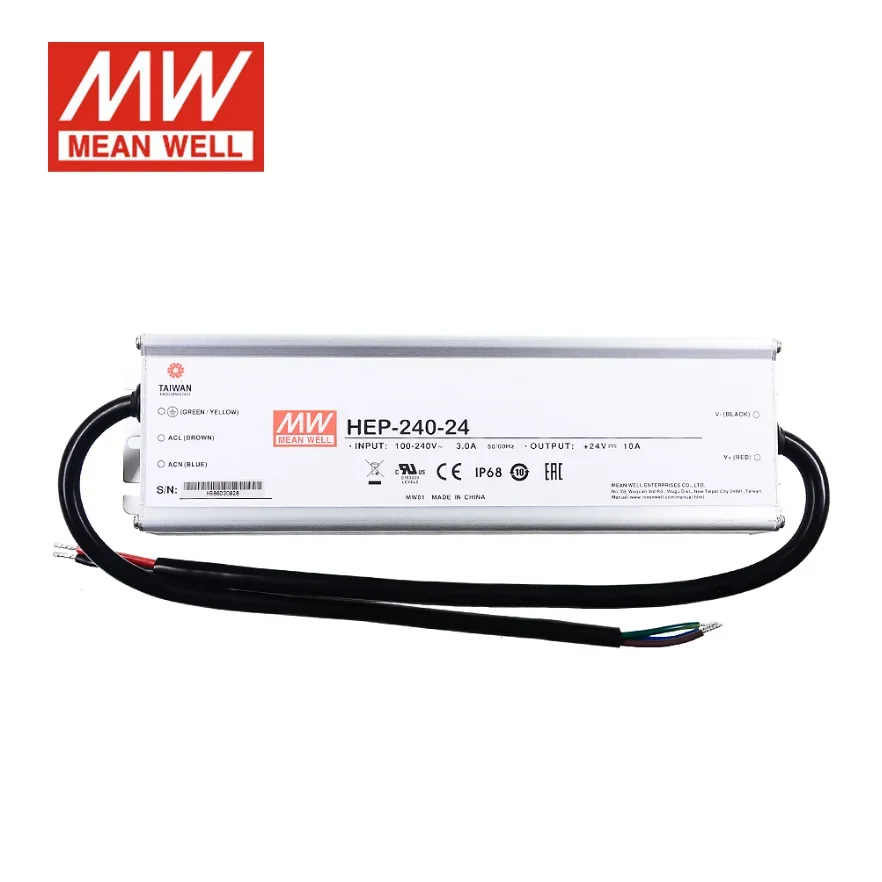 HEP-240-12 240W 12V16A Taiwan Mingwei Fanless Fully Sealed High-efficiency Switching Power Supply New