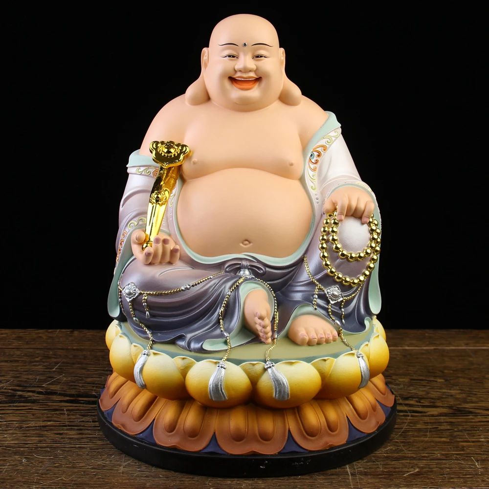 5A GOOD Maitreya Buddha God of wealth figure home Altar shop Worship efficacious Talisman family Goddess Mascot statue