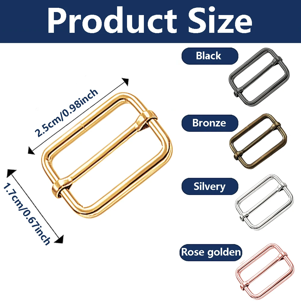 45/75pcs 25mm rectangular multi-functional sliding alloy buckles,suitable for belts,webbing,pet collars,DIY bag accessories view 4