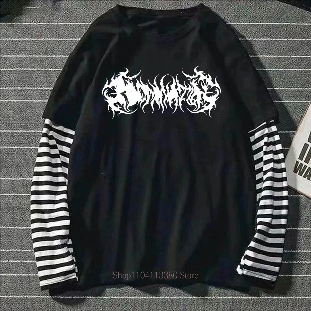 Damen Gothic Grafik Y2K Print Fake Two-Layer Langarm-T-Shirt – Modisches Streetwear Retro Lässiges Lockeres Fake-Two-Layer Langarm-T-Shirt – Detail 2