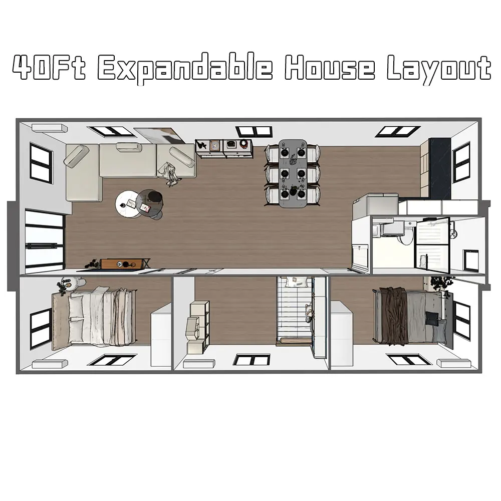 منزل حاوية 20 قدم/40 قدم قابل للتوسيع من طابقين منازل جاهزة 2/3/4/5-فيلات غرفة النوم جاهزة للمنازل المتنقلة الفاخرة #5