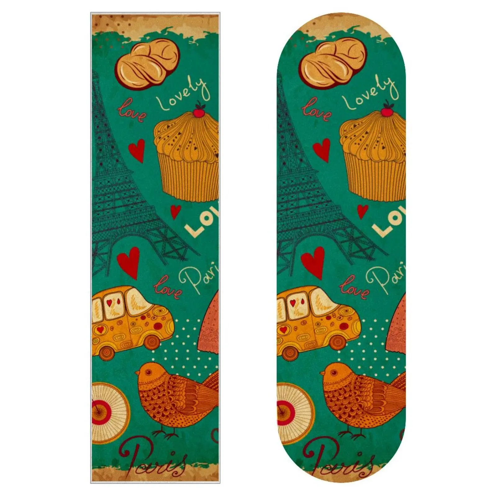 Sweet Cartoon Cake Print Tear-Resistant Sand Paper Sticker Roller Board Sandpaper,Anti Slip Longboard Scooter Griptape Sheets