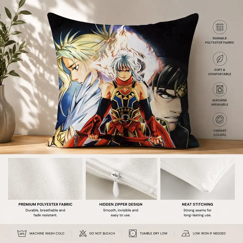 Anime G-Genso S-Suikoden Cushion Cover Square Decorative Sofa Cushion Cover Bedroom Living Room Home Decor Halloween Gift