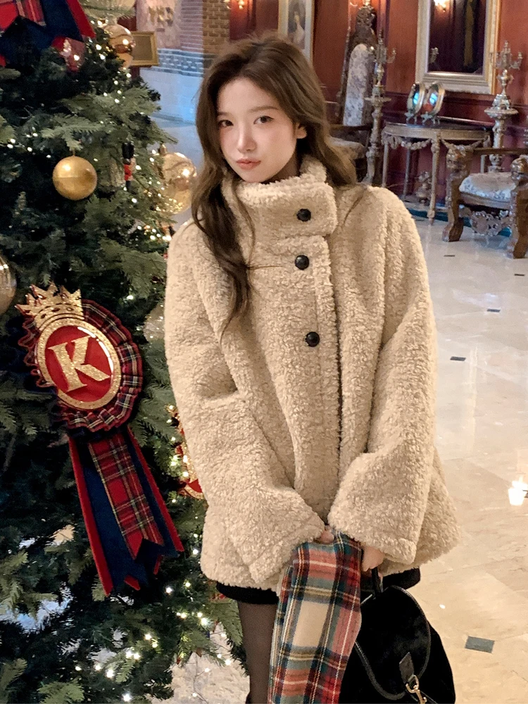 

Winter Thiened Plu Button Warmth Retro Coat Women's Cotton Jaet Korean Sle Regular Fit Inner Wear Casual Outdoor