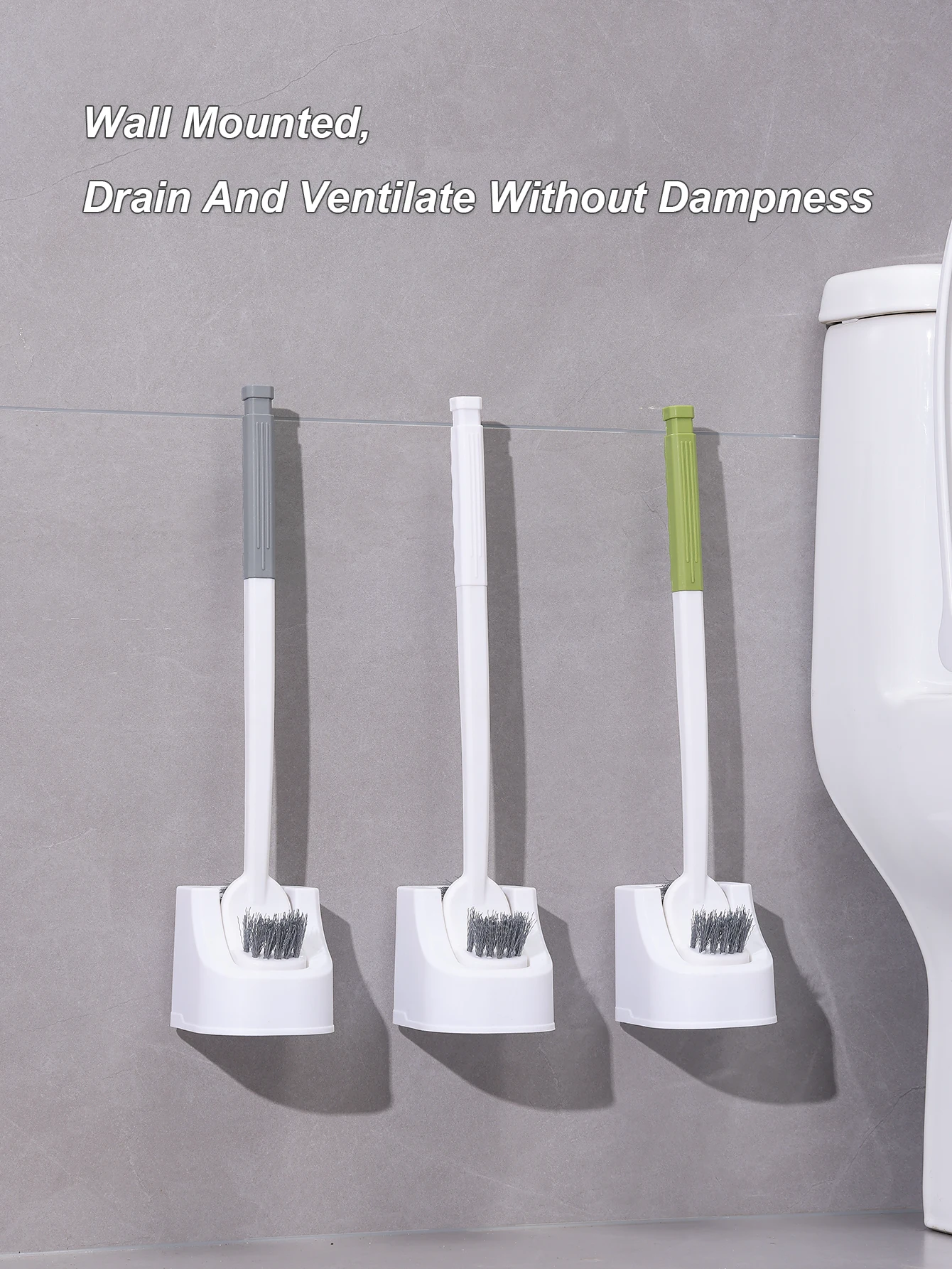 1/2pcs Household Toilet Brush With No Dead Corners No Punching In The Bathroom Wall Mounted Cleaning Brush Set With Base Durable