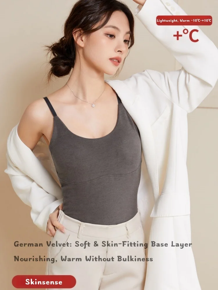 

Women's Autumn Winter With Chest Pads Thermal Strapless Underwear Fleece-Lined Tank Top Lingerie Bra-Free Base Layer