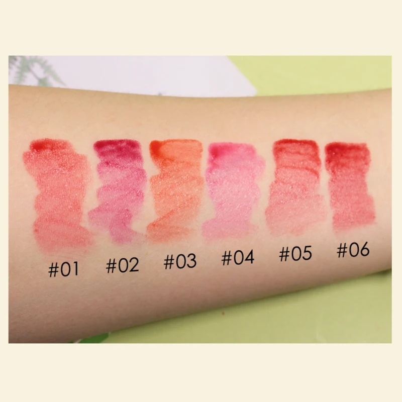 6szt Natural Aloe Essence Lip Gloss Rich Color Lip Tint No Stick Wodoodporna Nawilżająca Przenośna Pomadka Wysoce Pigmentowana Gorąca