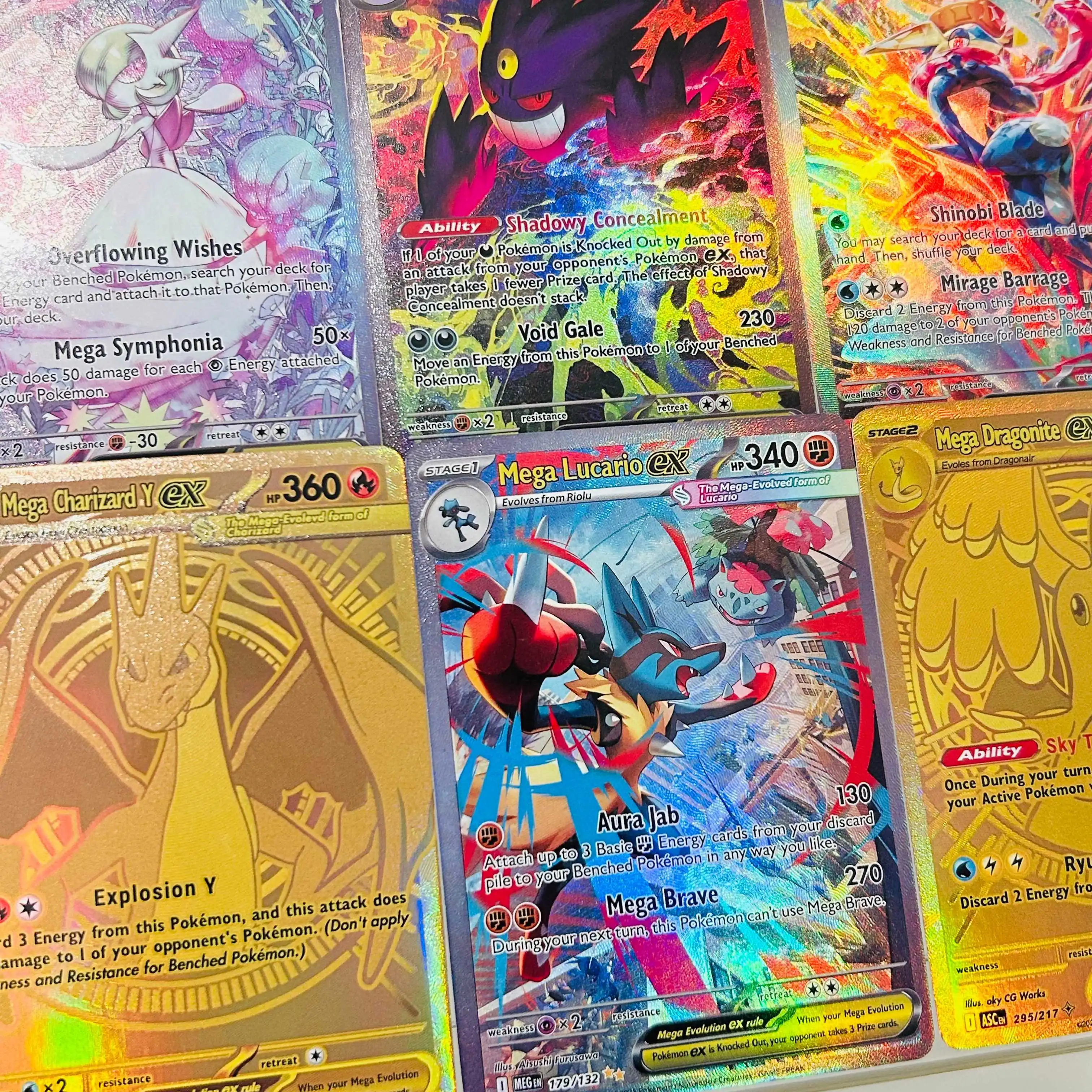 Englische Version Mega Lucario ex 179/132 DIY Holografische Texturkarte, Perfekter Zustand Premium Anime Sammelkarte – Detail 1