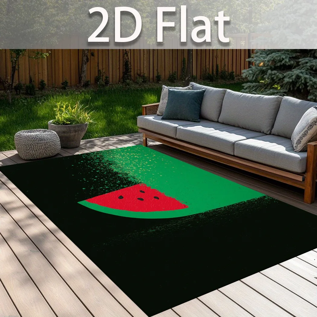 Watermelon Fruit Rug Pop Art Splash Printed Home Carpet Soft Non-Slip Flannel Floor Mat Kitchen Dining Decor