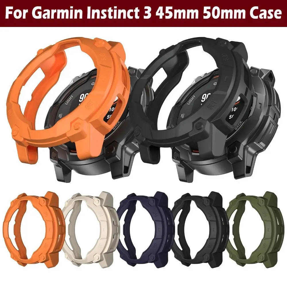 New TPU Protective Case Shockproof Anti-scratch Watch Cover Protector Soft Edge Shell for Garmin Instinct 3 45/50mm Smart Watch