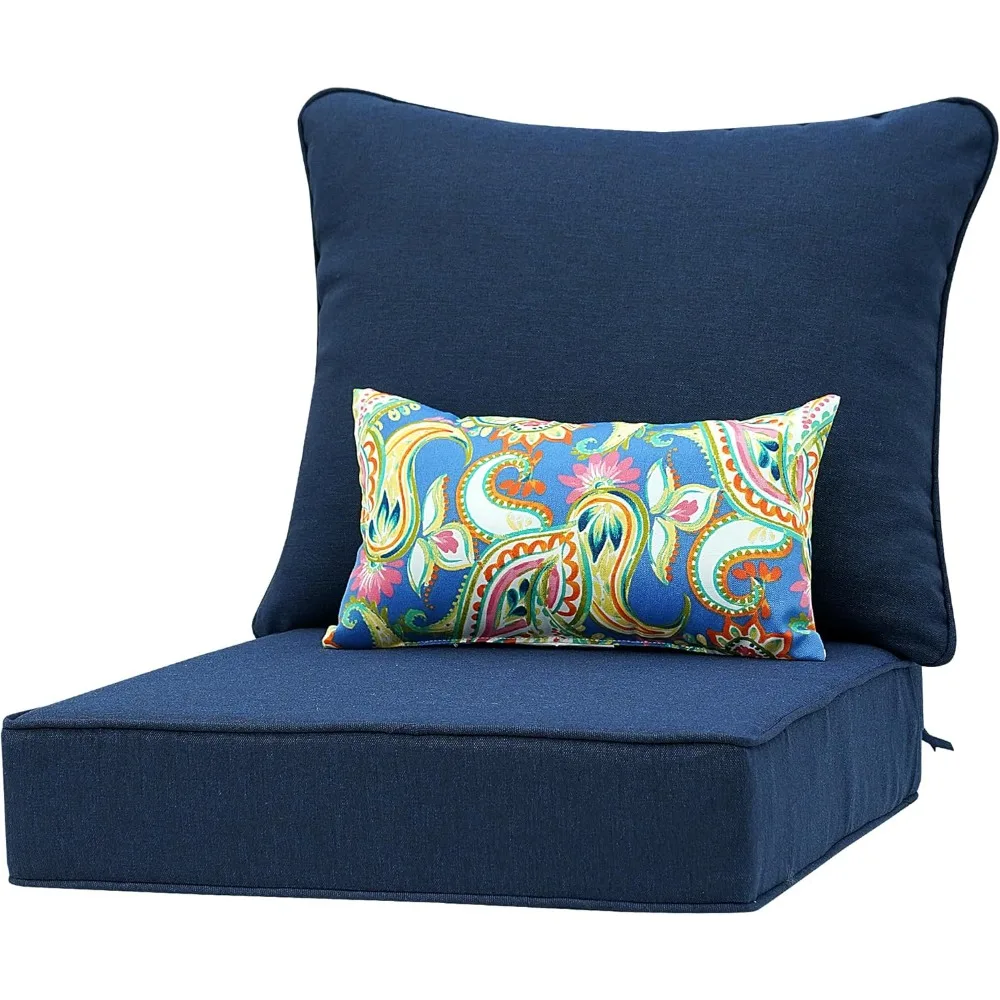 

Outdoor Seat Cushion Set, 24x22 Inch, Olefin Fabric Deep Seat Patio Cushions, Removable Cover, Waterproof