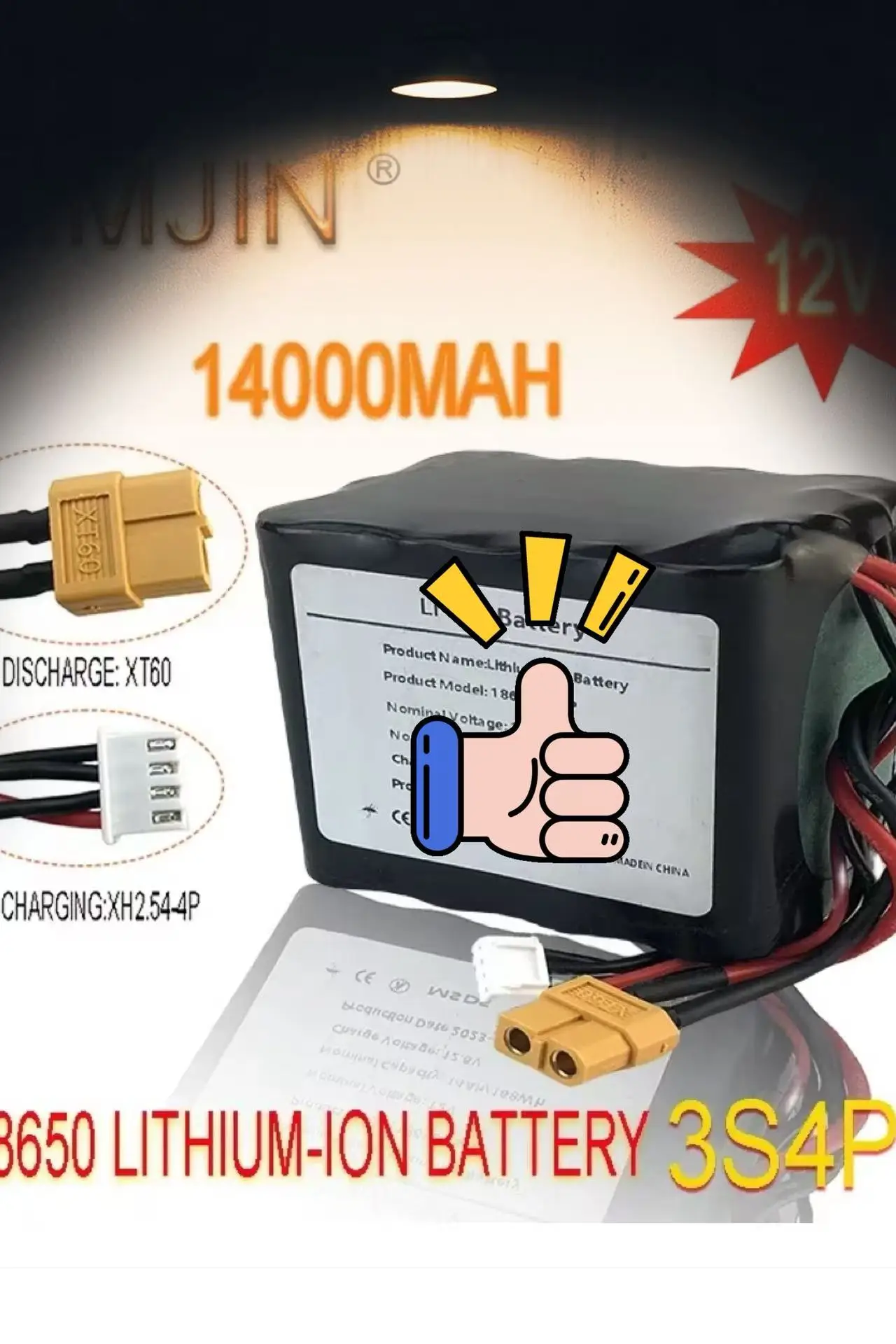 

Genuine 3S4P 12V 14Ah High Capacity Li-ion Battery 12.6V for UAV RC Airplane Drone Quadrotor - XH2.54-4P XT60 Connector