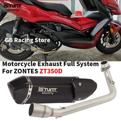 Slip On For ZONTES ZT350D 350D 350E ZT350E Motorcycle Exhaust system Escape Moto Front Pipe With Muffler Removable DB Killer