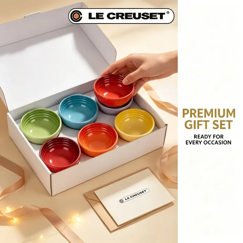 Le Creuset Mini Pinch Bowl Set of 6 2oz Stoneware Dipping Bowls, Durable Glazed Kitchen Tools for Kitchen Prep, Condiment