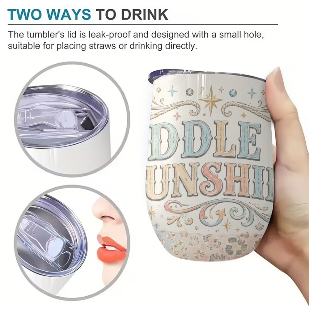 Country Life Vacuum Flasks 12oz Insulated with Lid Double Wall Vacuum Stainless Steel Cup Hot & Cold Drink Mug