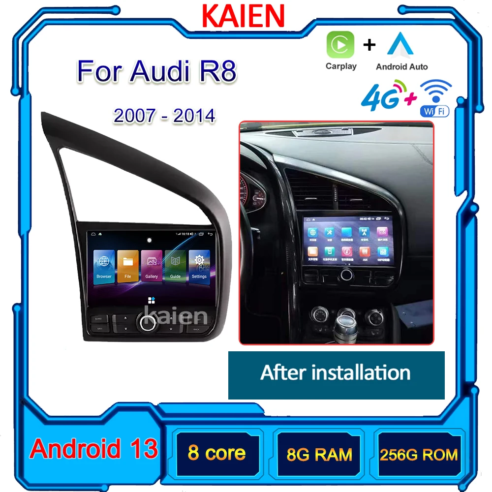 

9 Inch For Audi R8 2007-2014 Car Radio Android 13 Auto Navigation GPS Stereo Video Player DVD Multimedia Autoradio 4G WIFI DSP