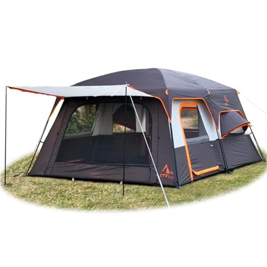 

Семейная палатка-кабина Extra Large Tent на 12 человек (модель B), 2 комнаты, 3 двери и 3 окна с москитной сеткой, прямые стены, водонепроницаемая, двойная.