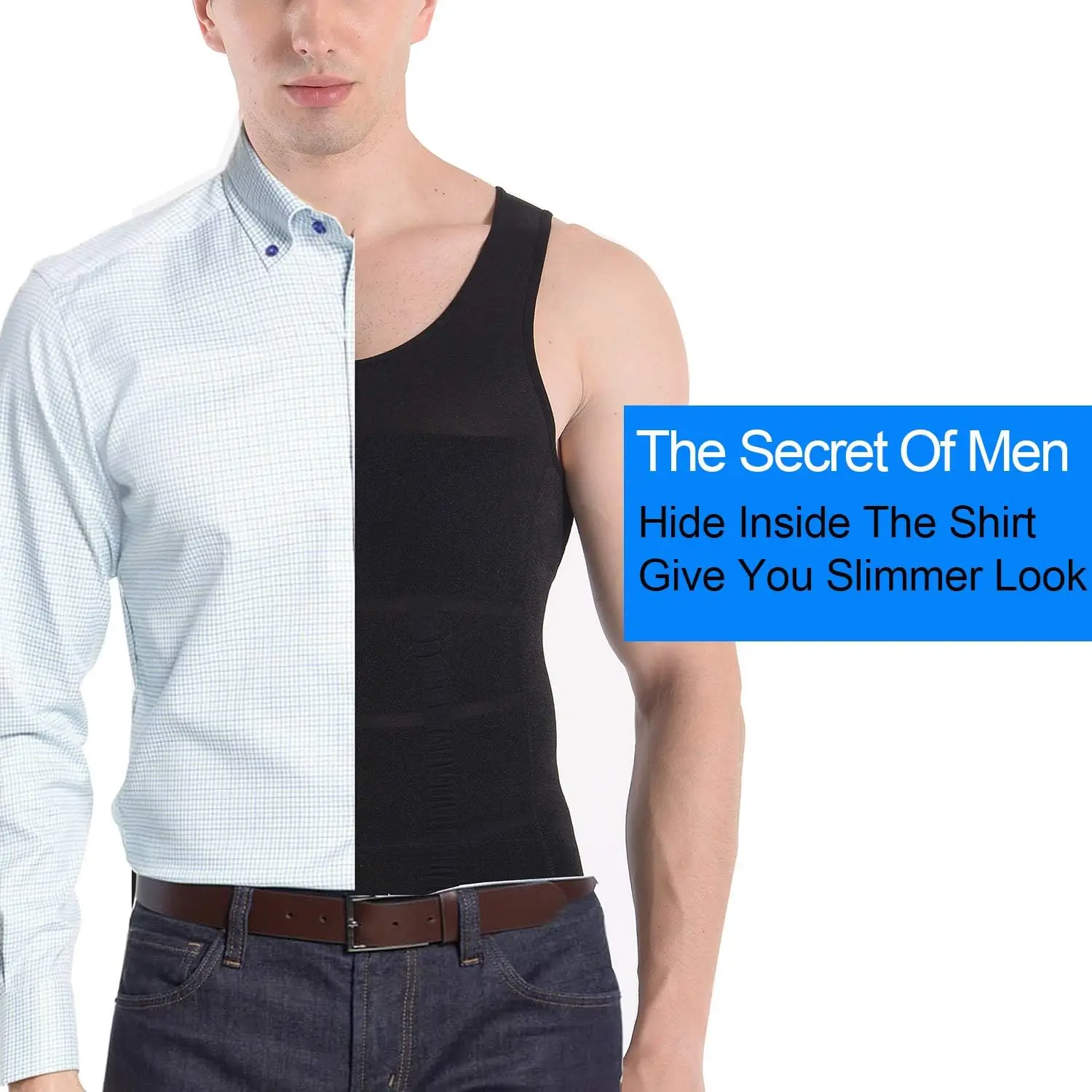 Mens Slimming Body Shaper Vest Shirt Abs Abdomen Slim Gym Workout Tummy Control Compression Tank Top Sleeveless Shapewear image 2