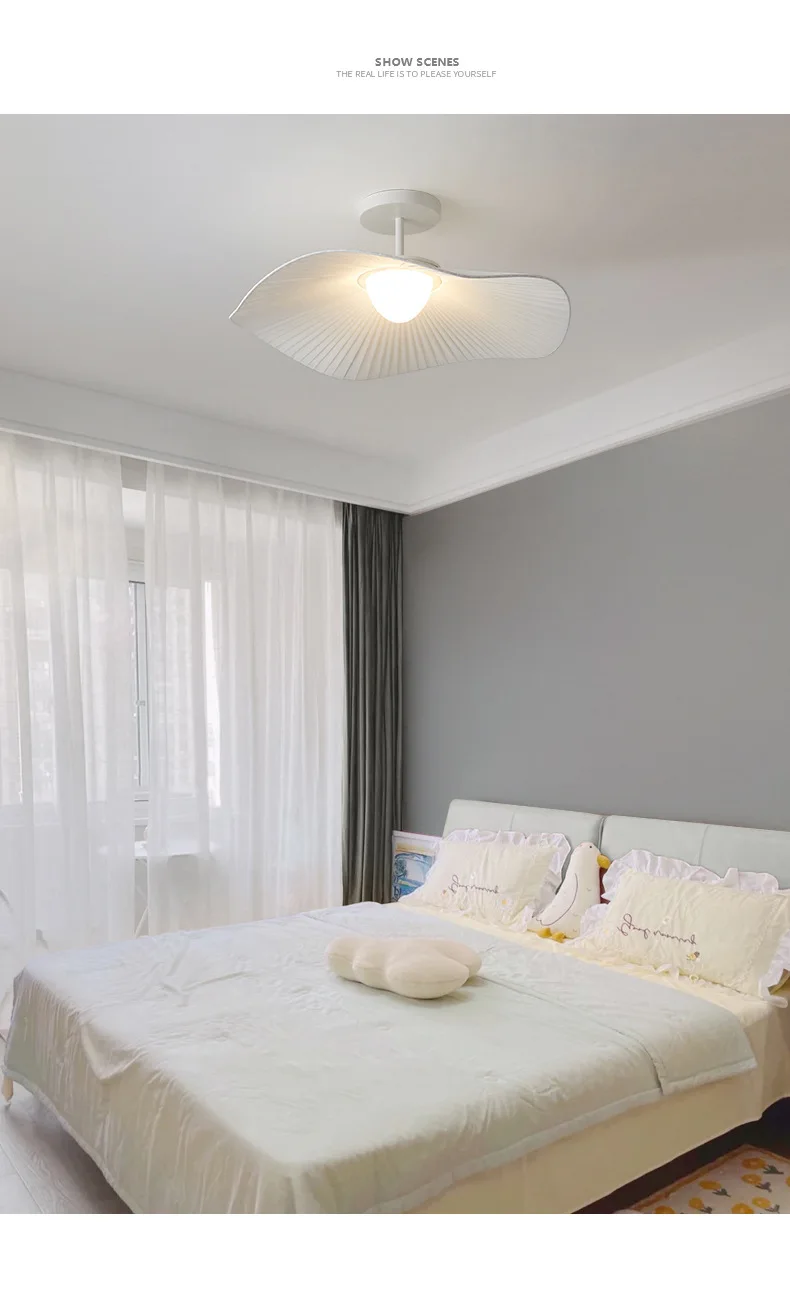 Nordic Fabric LED Ceiling Light Bedroom Minimalism White