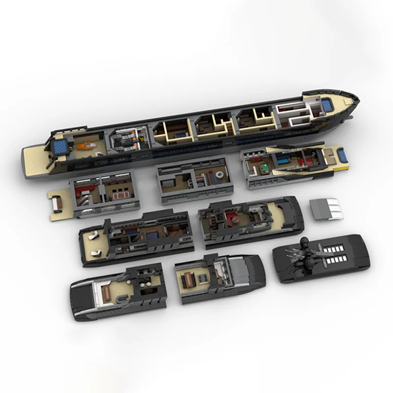 ตัวต่อ MOC เรือยอชท์หรูขนาดใหญ่ 16185 ชิ้น แบบจำลองเรือขนาดเล็ก ของเล่นตัวต่อสถาปัตยกรรม DIY ไอเดียของขวัญคริสต์มาสสำหรับเด็ก