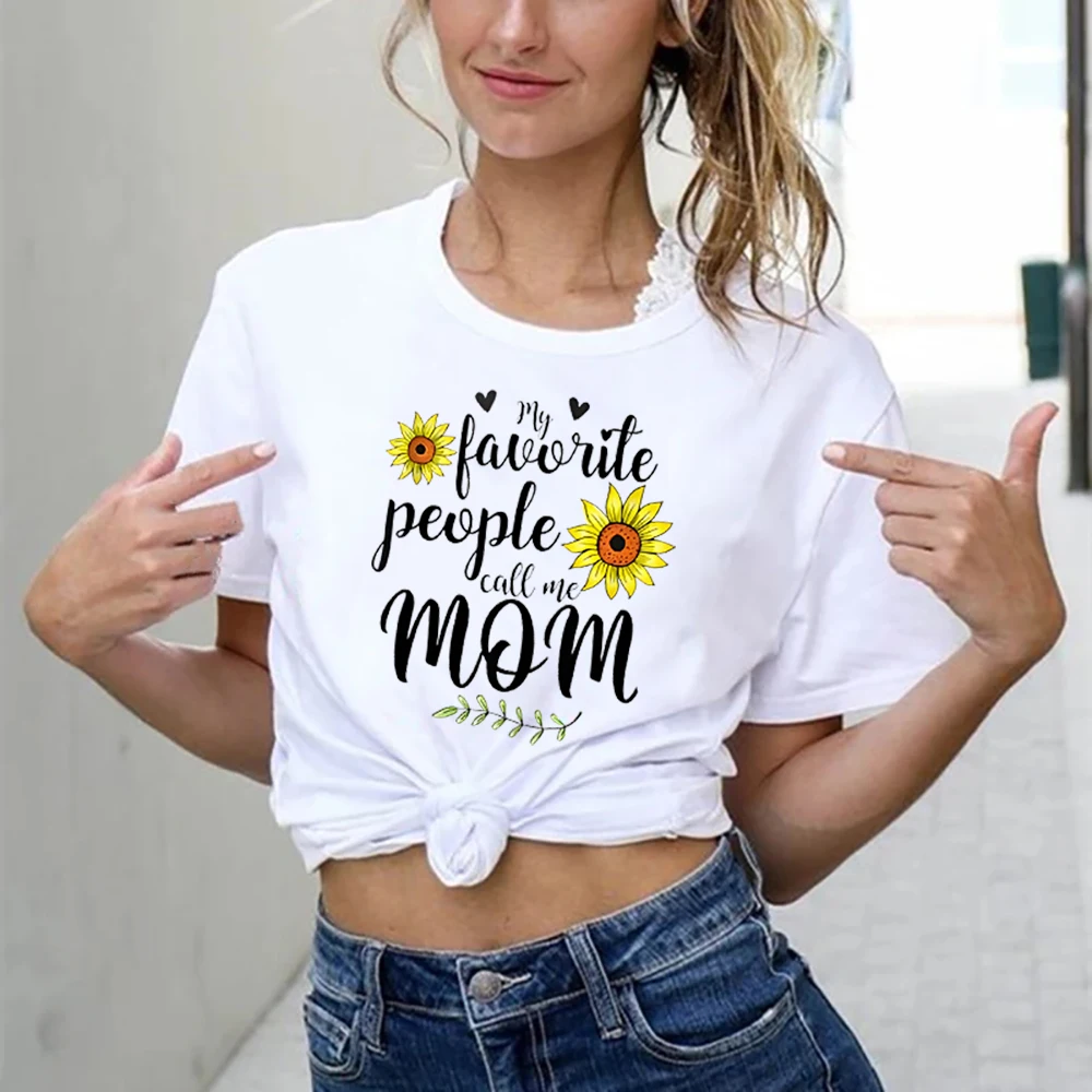Моя любимая женская футболка с принтом людей с надписью «Call Me Mom», повседневные футболки с коротким рукавом и круглым вырезом, топы, лучший подарок для друга на День Матери