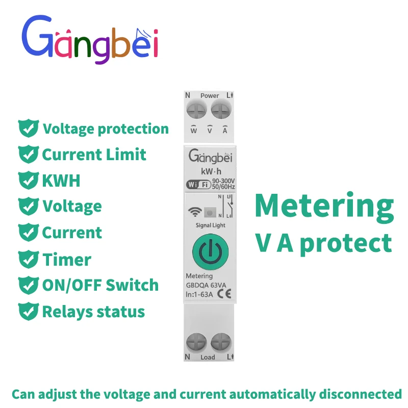 TUYA WiFi Smart Circuit Breaker 1-63A Over Current Under Voltage Protection Power Metering Wireless Remote Control Switch GBDQA