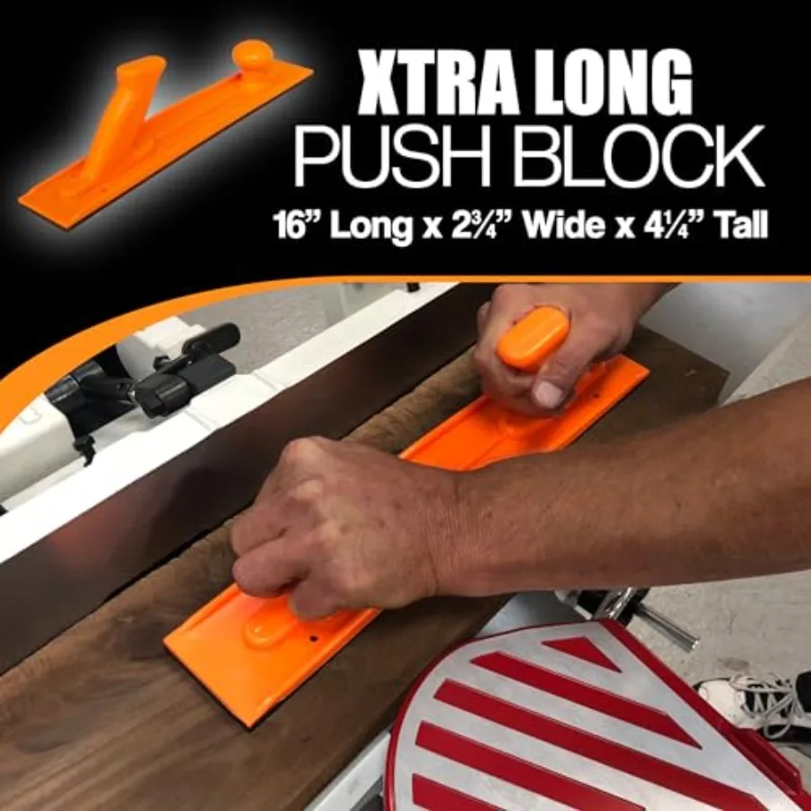 Woodworking Push Block and Push Stick Package Set In Orange Color, Ideal for Woodworkers on Table Saws, Router Tables, Jointers