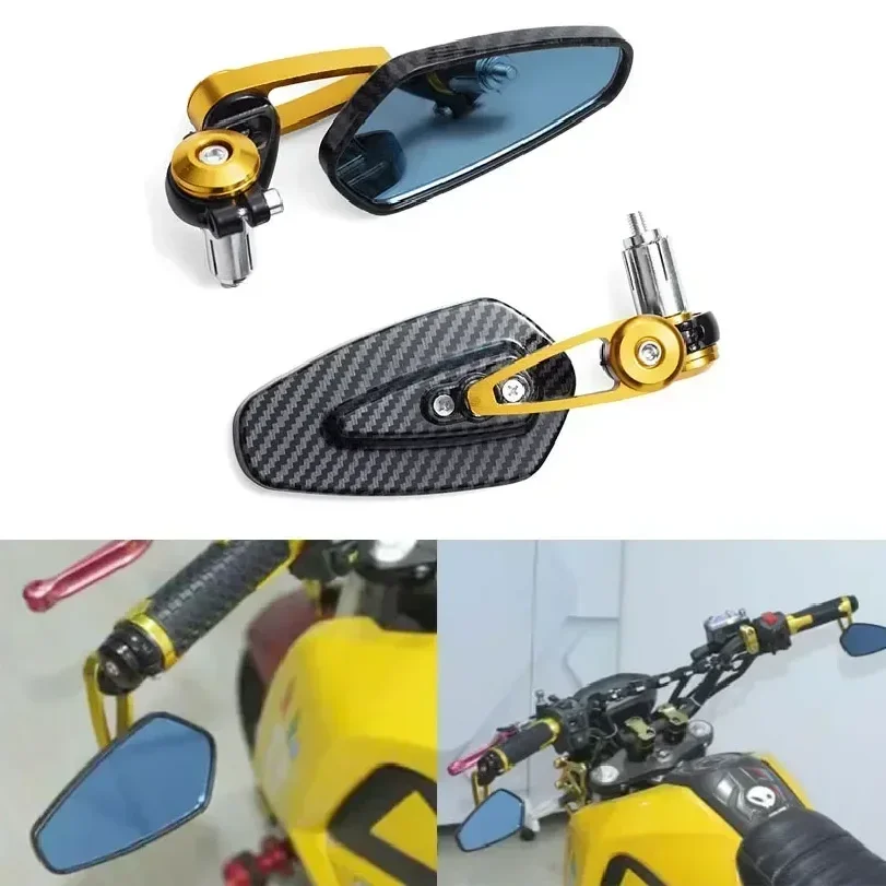 Universal Motorcycle Rearview Mirror Carbon Fiber Pattern Handlebar Mirror Modified Inverted Rear Mirror Motorbike Accessories