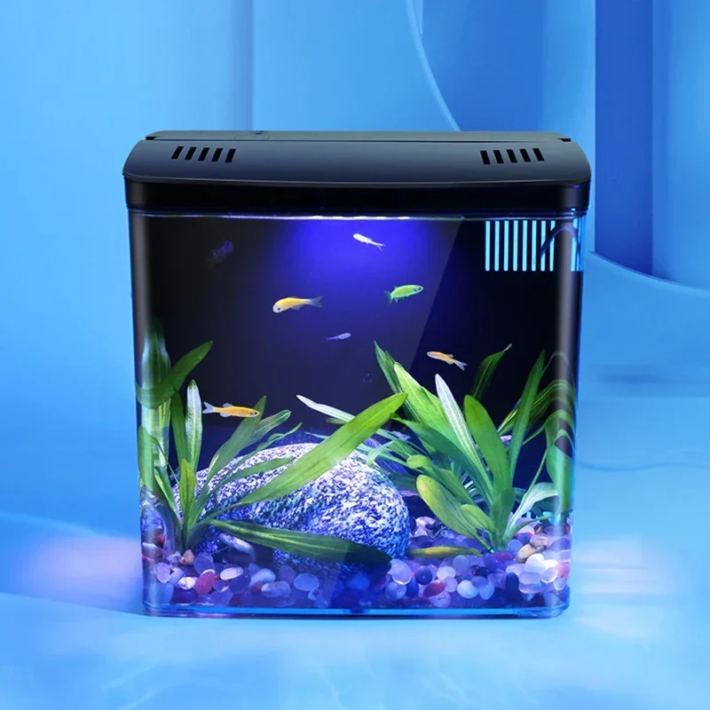 Mini Fish Tank Desktop Decoration Ecological Tank Self-circulating Back Filter Small Goldfish Tank Home Room Small Fish Tanks