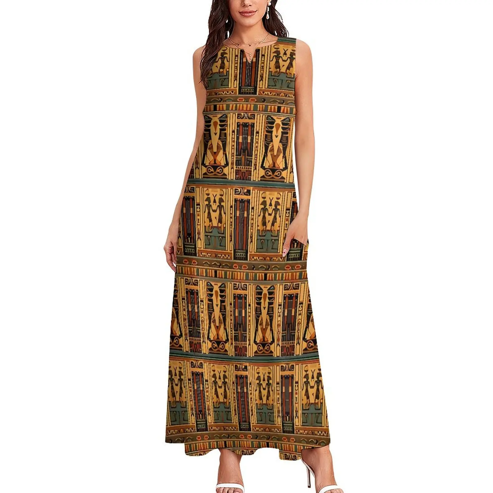 Oude Egyptische kunstjurk lente esthetische Boho strand lange jurken Womens Party Maxi jurk verjaardagscadeau